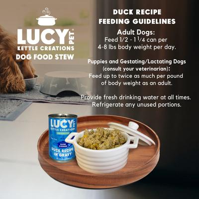 Show full view: Lucy Pet Products Kettle Creations Duck Recipe in Gravy Wet Dog Food, 12.5-oz can, case of 12 slide 7 of 8