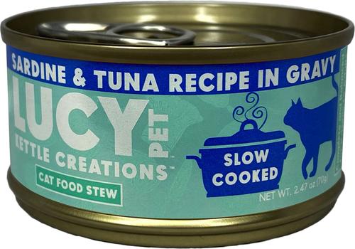 Show full view: Lucy Pet Products Kettle Creations Sardine & Tuna Recipe in Gravy Wet Cat Food, 2.47-oz can, case of 12 slide 1 of 9