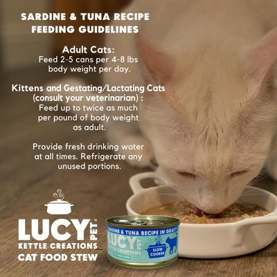 Show full view: Lucy Pet Products Kettle Creations Sardine & Tuna Recipe in Gravy Wet Cat Food, 2.47-oz can, case of 12 slide 7 of 9