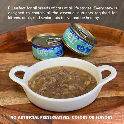 Show full view: Lucy Pet Products Kettle Creations Sardine & Tuna Recipe in Gravy Wet Cat Food, 2.47-oz can, case of 12 slide 4 of 9