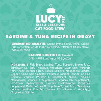 Show full view: Lucy Pet Products Kettle Creations Sardine & Tuna Recipe in Gravy Wet Cat Food, 2.47-oz can, case of 12 slide 6 of 9
