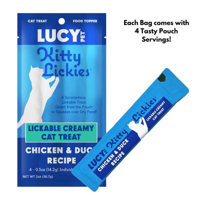 Show full view: Lucy Pet Products Kitty Lickies Chicken & Duck Recipe Grain-Free Lickable Cat Treat, 0.5-oz tube, 4 count slide 4 of 8