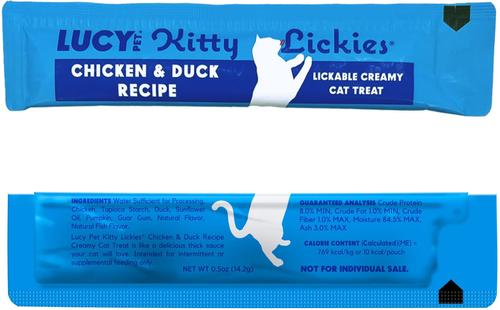 Show full view: Lucy Pet Products Kitty Lickies Chicken & Duck Recipe Grain-Free Lickable Cat Treat, 0.5-oz tube, 4 count slide 7 of 8
