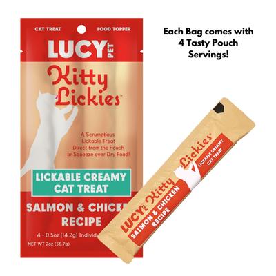 Show full view: Lucy Pet Products Kitty Lickies Salmon & Chicken Recipe Grain-Free Lickable Cat Treat, 0.5-oz tube, 4 count slide 4 of 8