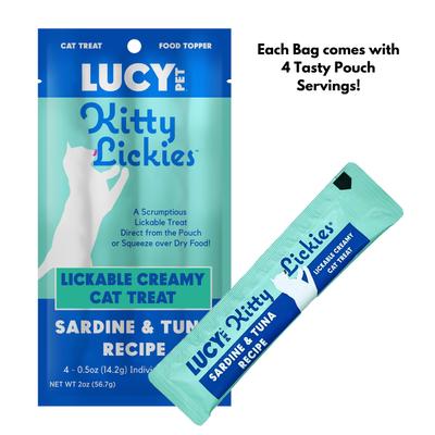 Show full view: Lucy Pet Products Kitty Lickies Sardine & Tuna Recipe Grain-Free Lickable Cat Treat, 0.5-oz tube, 4 count slide 4 of 8