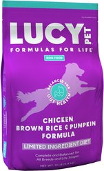 Lucy Pet Products Limited Ingredient Diet Chicken, Brown Rice & Pumpkin Formula Dry Dog Food, 12-lb bag