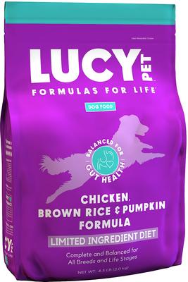 Show full view: Lucy Pet Products Limited Ingredient Diet Chicken, Brown Rice & Pumpkin Formula Dry Dog Food, 4.5-lb bag slide 1 of 11