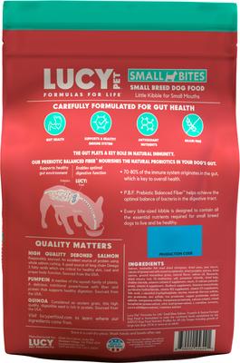 Show full view: Lucy Pet Products Salmon, Pumpkin & Quinoa Small Bites Dog Food, 4.5-lbs bag slide 3 of 8