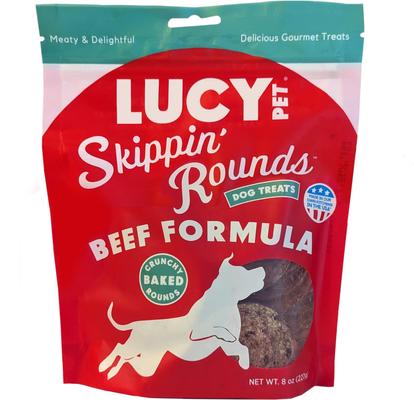 Show full view: Lucy Pet Products Skippin' Rounds Pea-Free Beef Formula Crunchy Dog Treats, 8-oz bag slide 1 of 6
