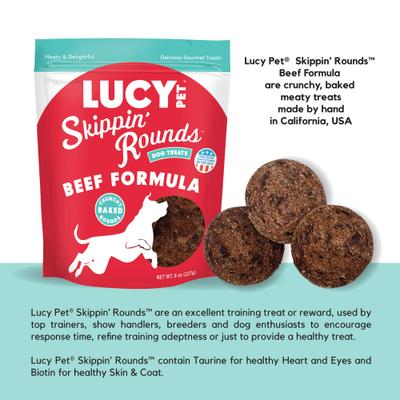 Show full view: Lucy Pet Products Skippin' Rounds Pea-Free Beef Formula Crunchy Dog Treats, 8-oz bag slide 4 of 6