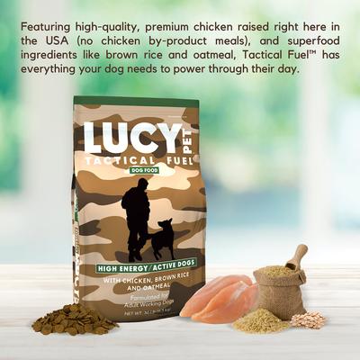 Show full view: Lucy Pet Products Tactical Fuel Chicken, Brown Rice & Oatmeal Adult Dry Dog Food, 30-lb bag slide 6 of 7