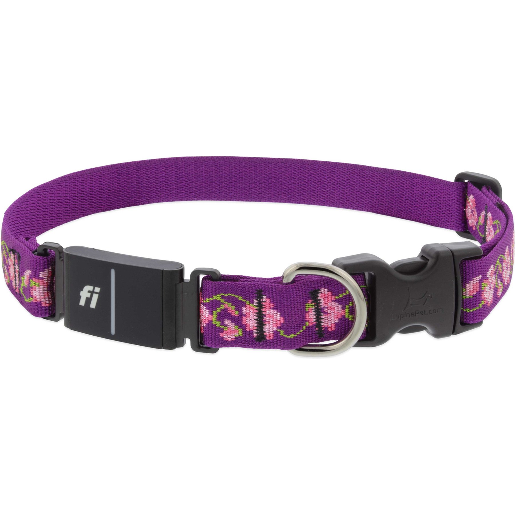 LupinePet Nature Inspired Original Designs Fi-Compatible Rose Garden GPS Dog Collar, Large: 19-26-in neck, 1-in wide