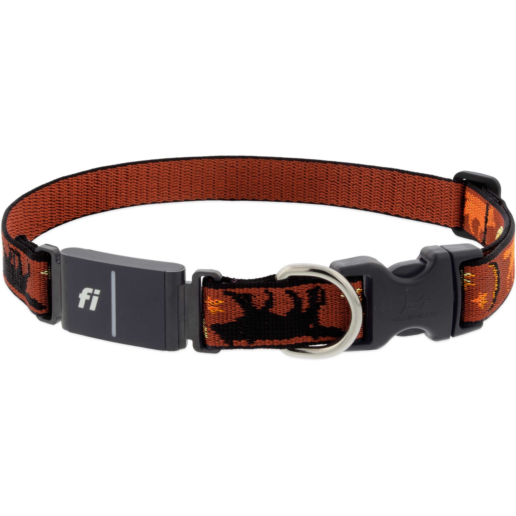 LupinePet Nature Inspired Original Designs Fi-Compatible Shadow Hunter GPS Dog Collar, Small: 13-16-in neck, 1-in wide