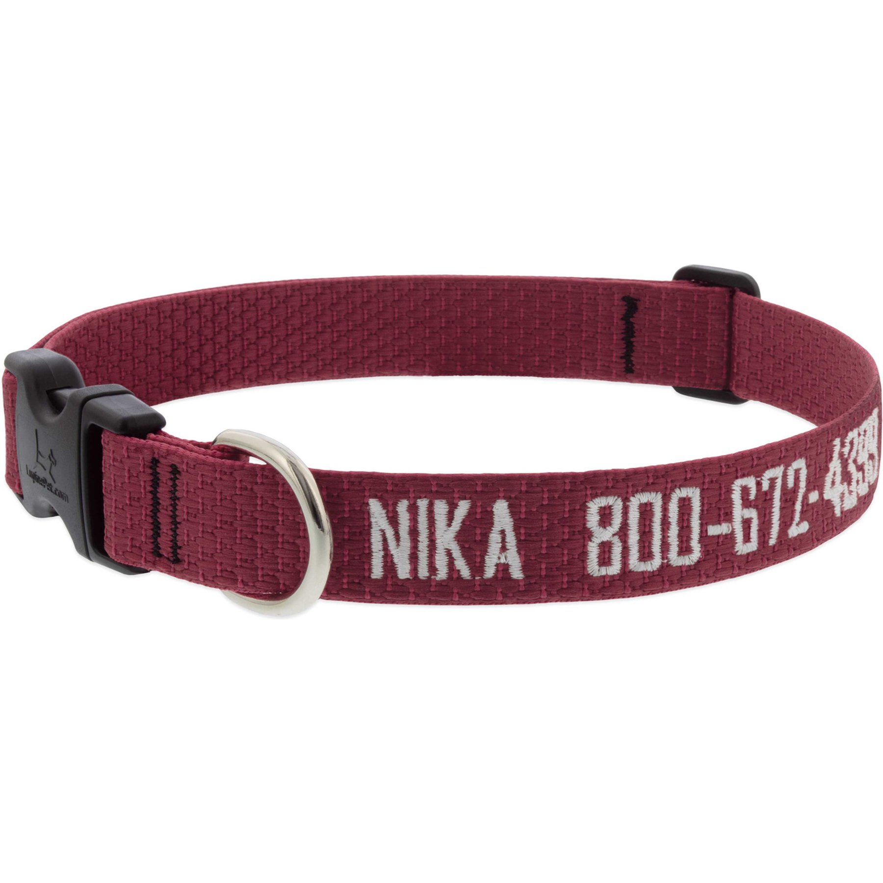 LupinePet Personalized ECO Recycled Dog Collar, Medium: 12 to 20-in neck, 1-in wide, Berry