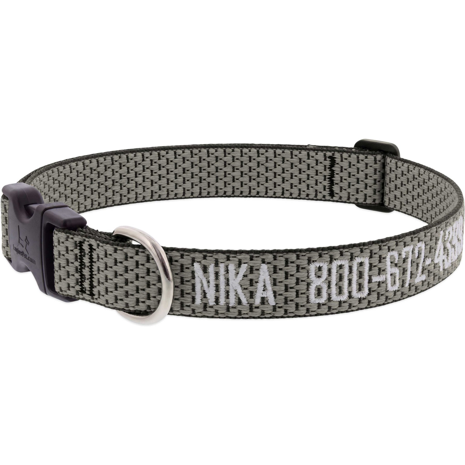 LupinePet Personalized ECO Recycled Dog Collar, X-Large: 25 to 31-in neck, 1-in wide, Granite
