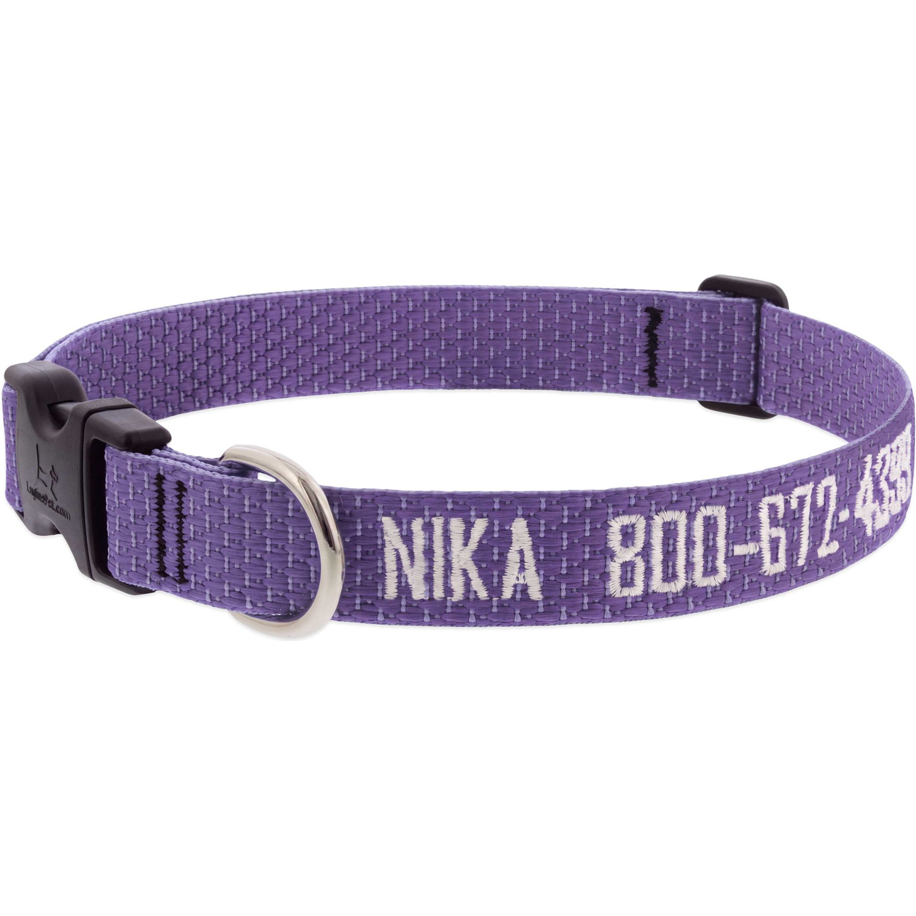 LupinePet Personalized ECO Recycled Dog Collar, X-Large: 25 to 31-in neck, 1-in wide, Lilac