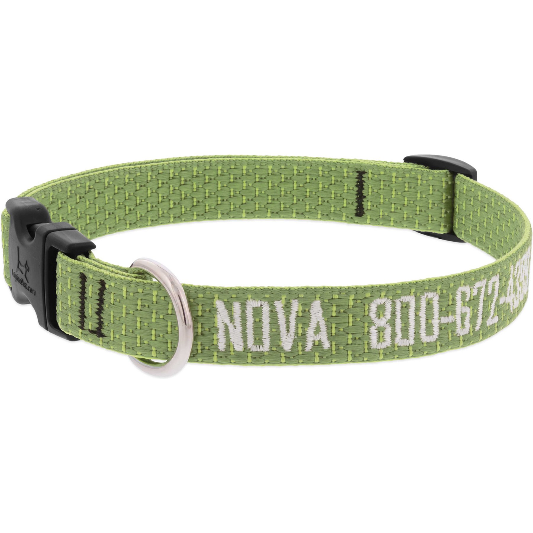 LupinePet Personalized ECO Recycled Dog Collar, Large: 15 to 25-in neck, 3/4-in wide, Moss