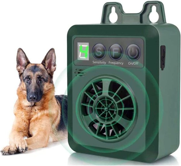 LvLrister Rechargeable Weather-Proof Ultrasonic Dog Bark Control Training, Green