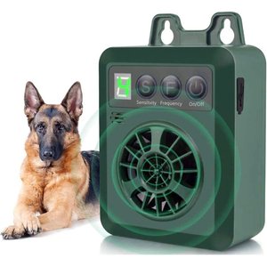 LvLrister Rechargeable Weather-Proof Ultrasonic Dog Bark Control Training, Green, Small, Medium & Large