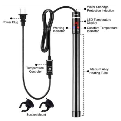 Show full view: LvLrister Titanium Thermostat with Intelligent LED Display Submersible Aquarium Heater, 12.8-in, 300-watt slide 8 of 10