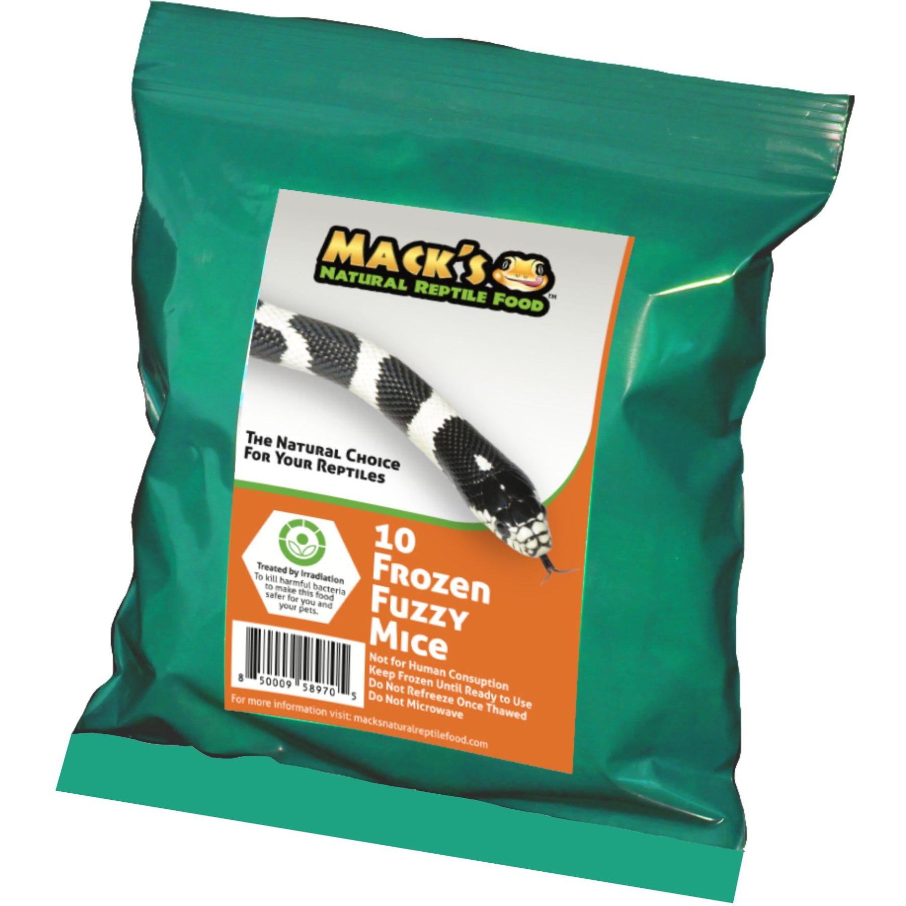 Mack's Natural Reptile Food Fuzzy Mice Frozen Reptile Food, 10 count