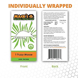 Mack's Natural Reptile Food Fuzzy Mice Frozen Reptile Food, 10 count