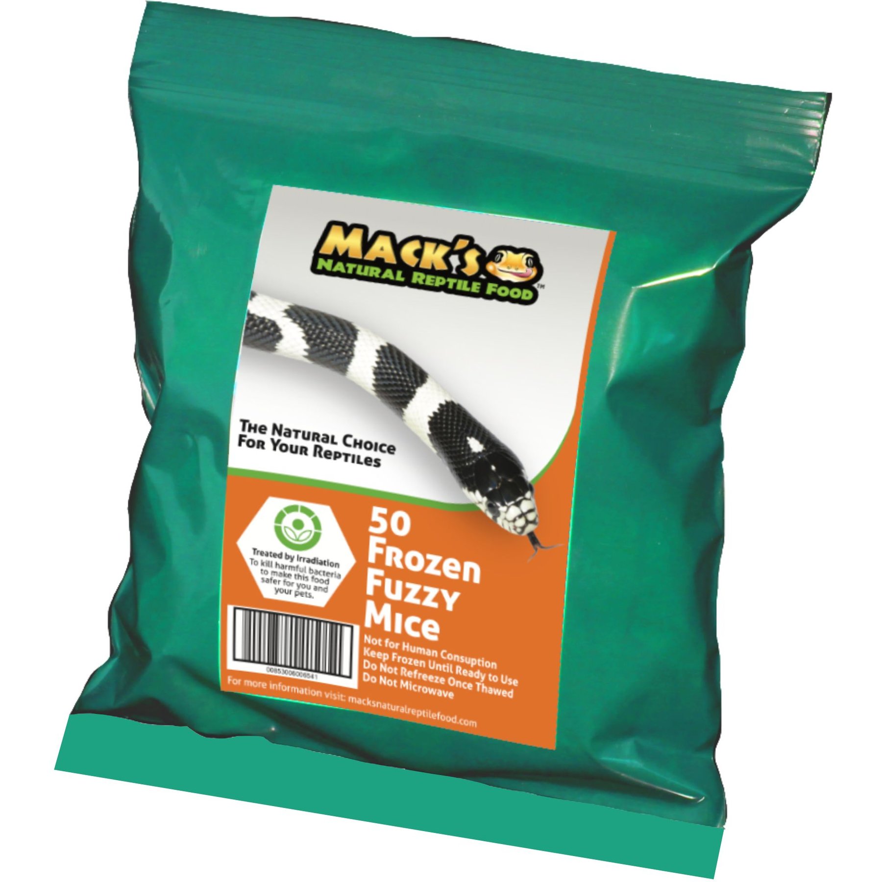 Mack's Natural Reptile Food Fuzzy Mice Frozen Reptile Food, 50 count