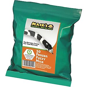 Mack's Natural Reptile Food Fuzzy Mice Frozen Reptile Food, 50 count