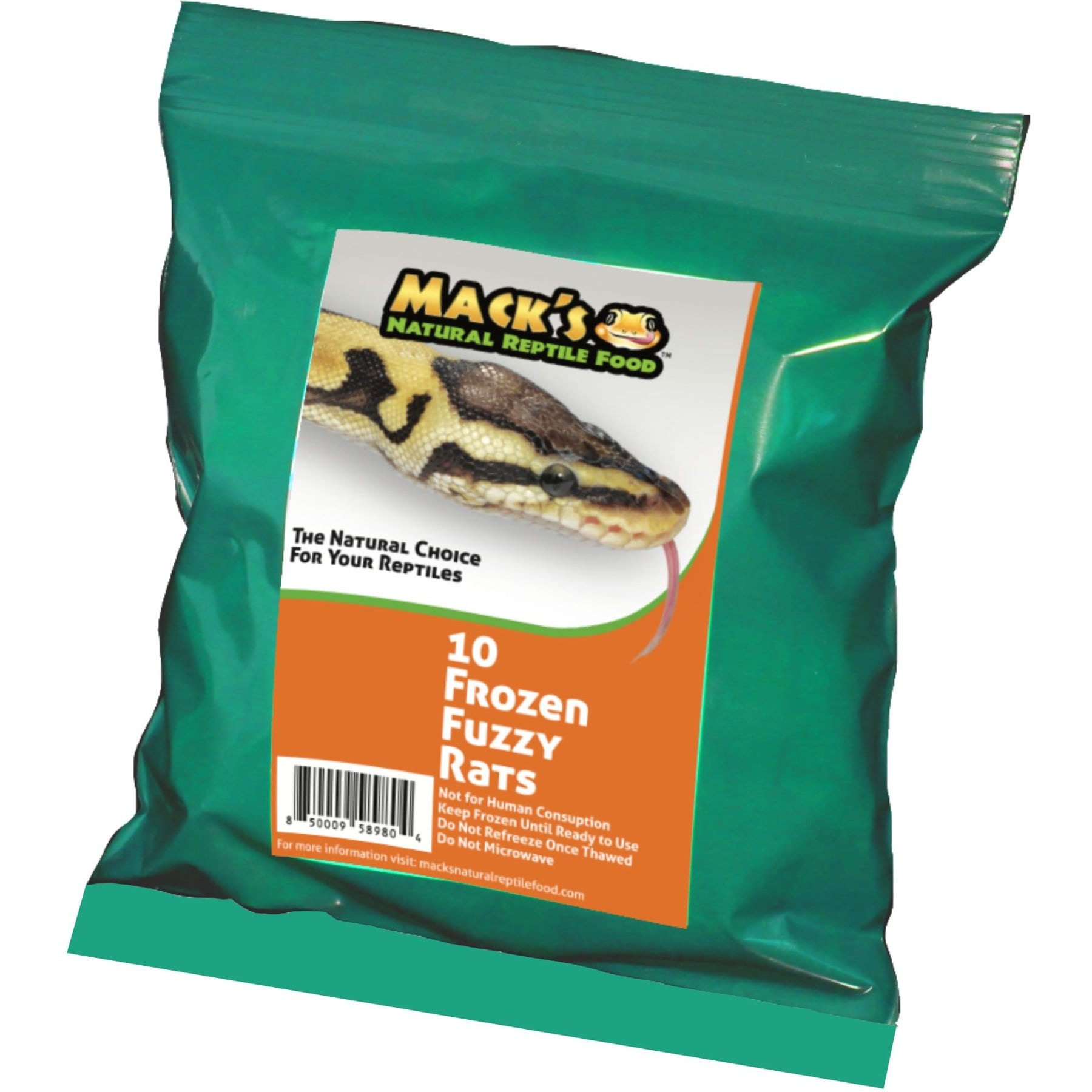 Mack's Natural Reptile Food Fuzzy Rat Frozen Reptile Food, 10 count