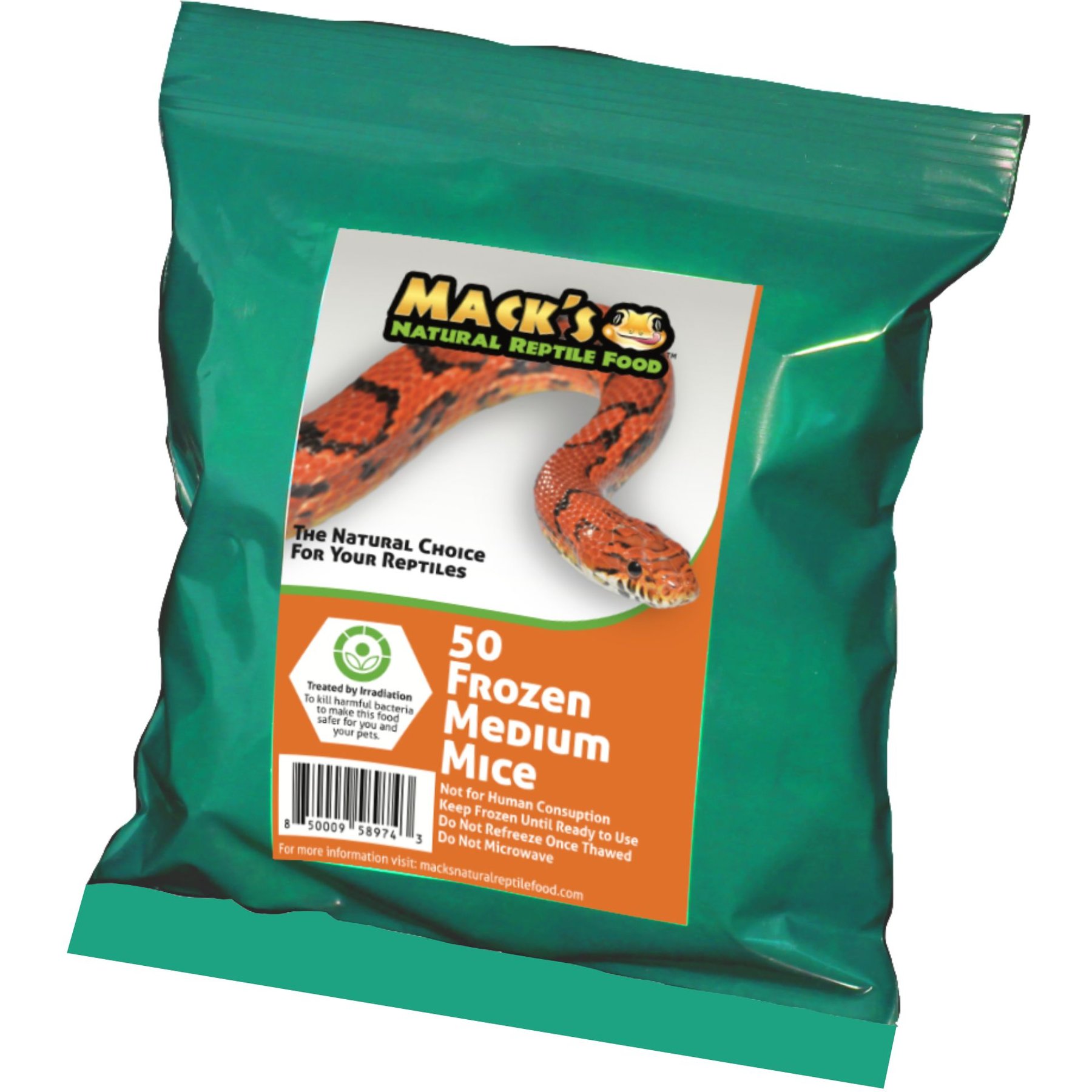 Mack's Natural Reptile Food Medium Mice Frozen Reptile Food, 50 count