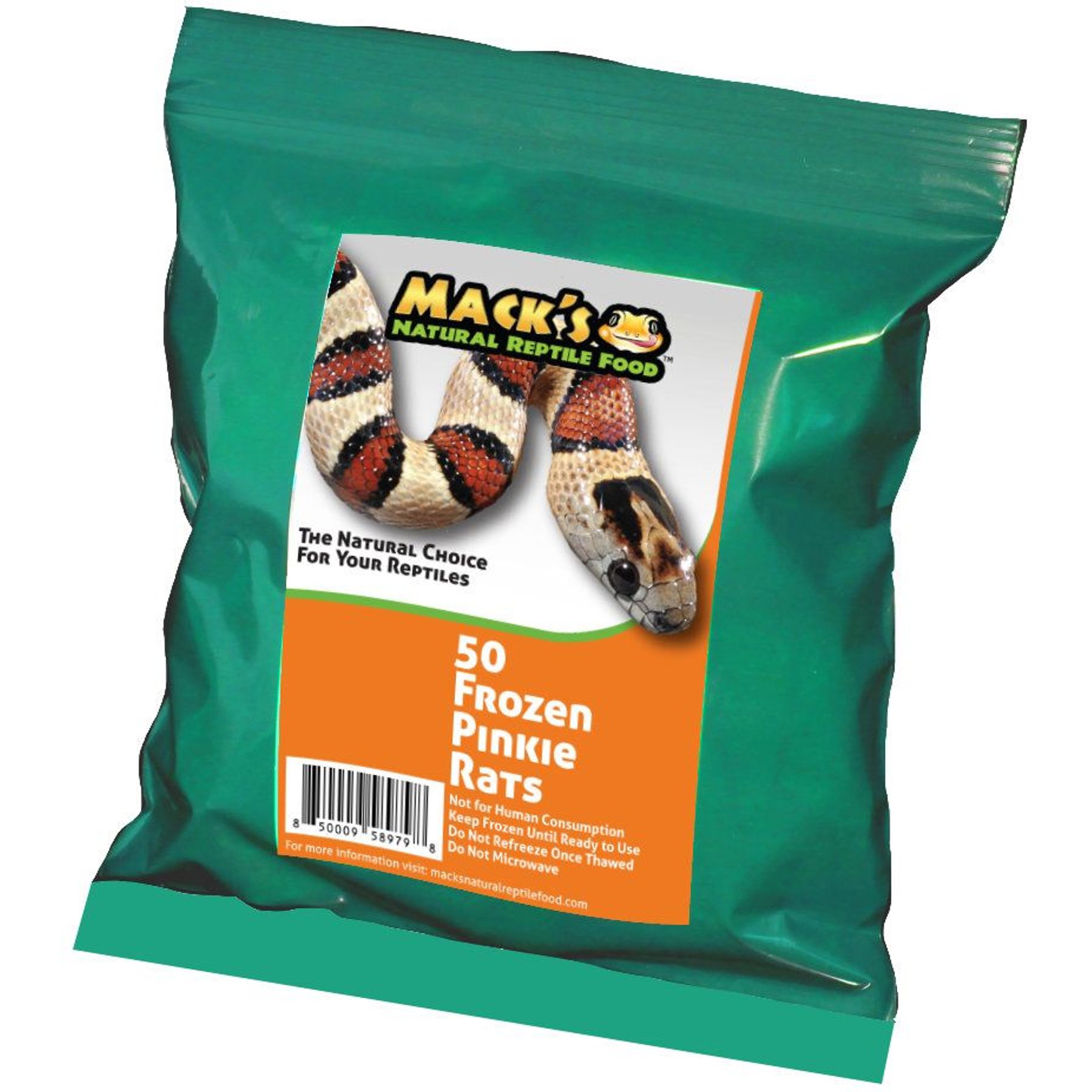 Mack's Natural Reptile Food Pinkie Rat Frozen Reptile Food, 50 count