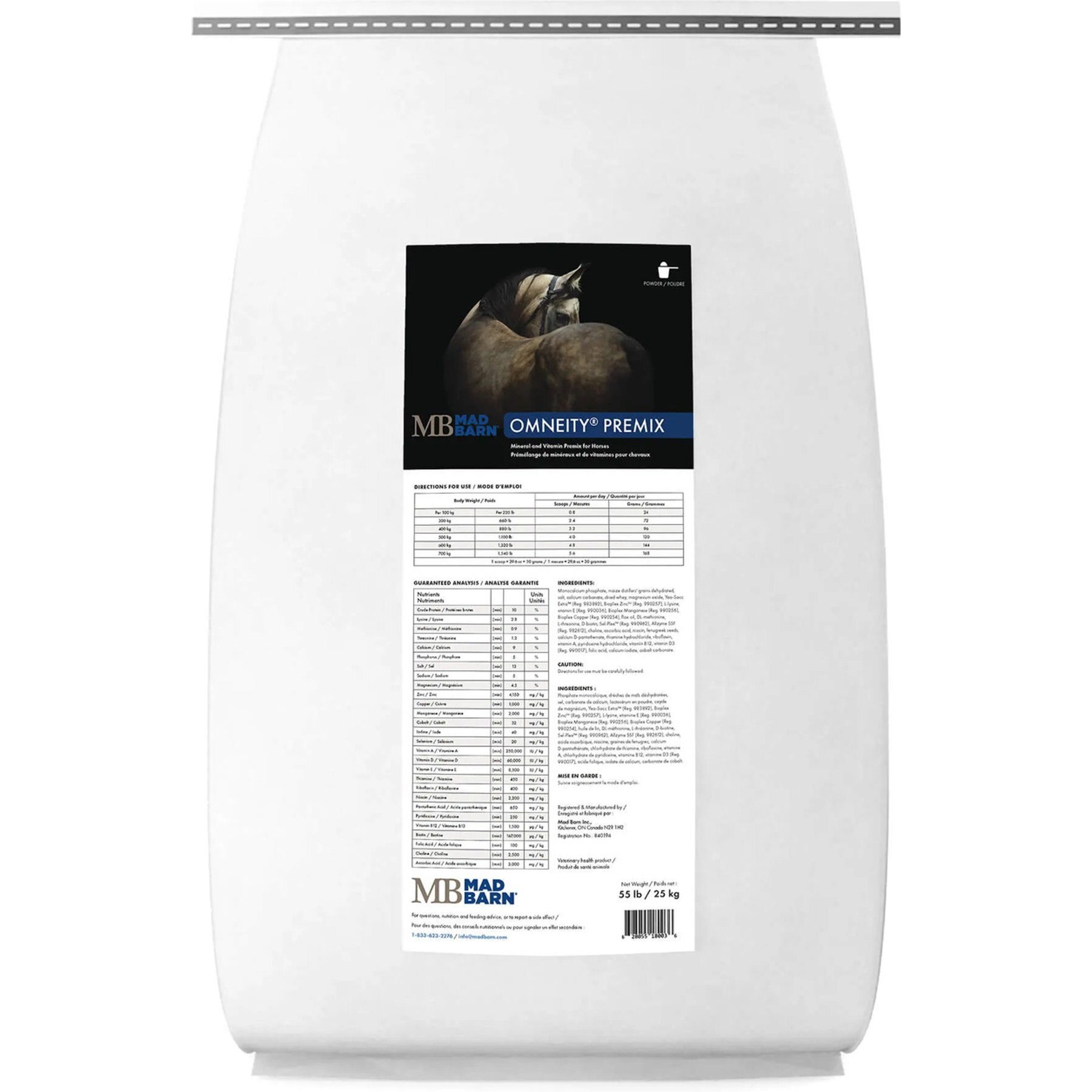 Mad Barn Omneity Premix Vitamin & Mineral Horse Supplement, 55-lb bag