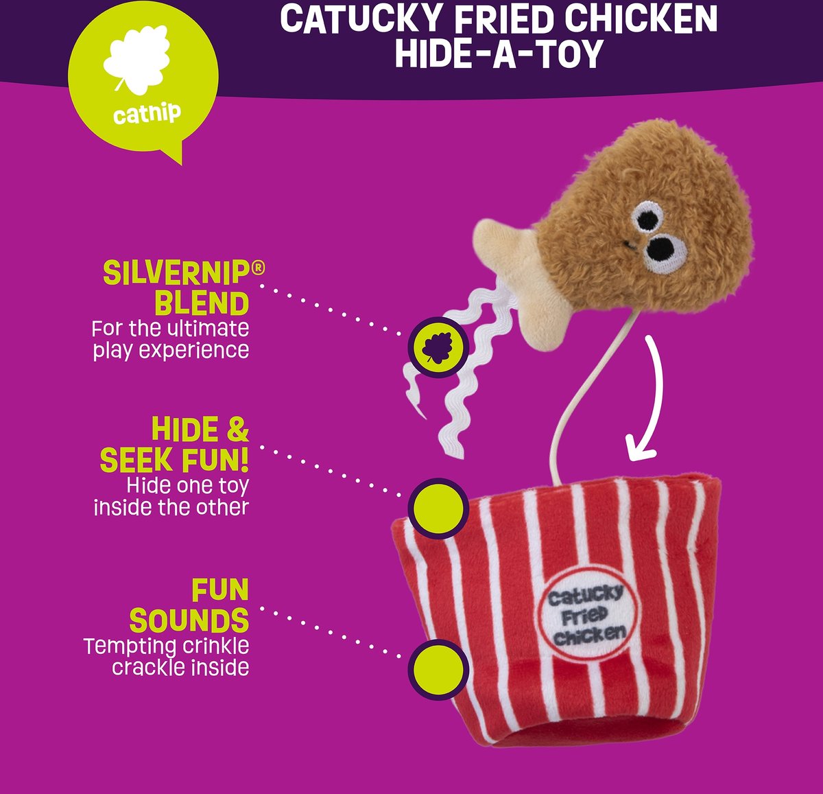 MAD CAT Catucky Fried Chicken Cat Toy with Catnip, Multicolor - Chewy.com