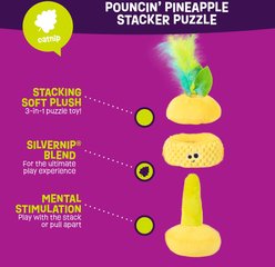 Mad Cat Pouncin' Pineapple Stacker Puzzle Cat Toy with Catnip, Multicolor slide 2 of 3