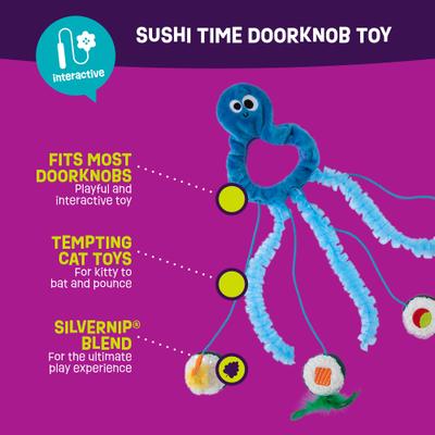 Show full view: Mad Cat Sushi Door Knob Cat Toy with Catnip, Multicolor slide 2 of 6