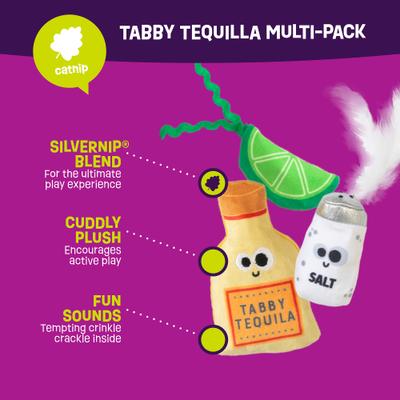 Show full view: Mad Cat Tabby Tequila Cat Toy with Catnip, Multicolor, 3 count slide 3 of 7
