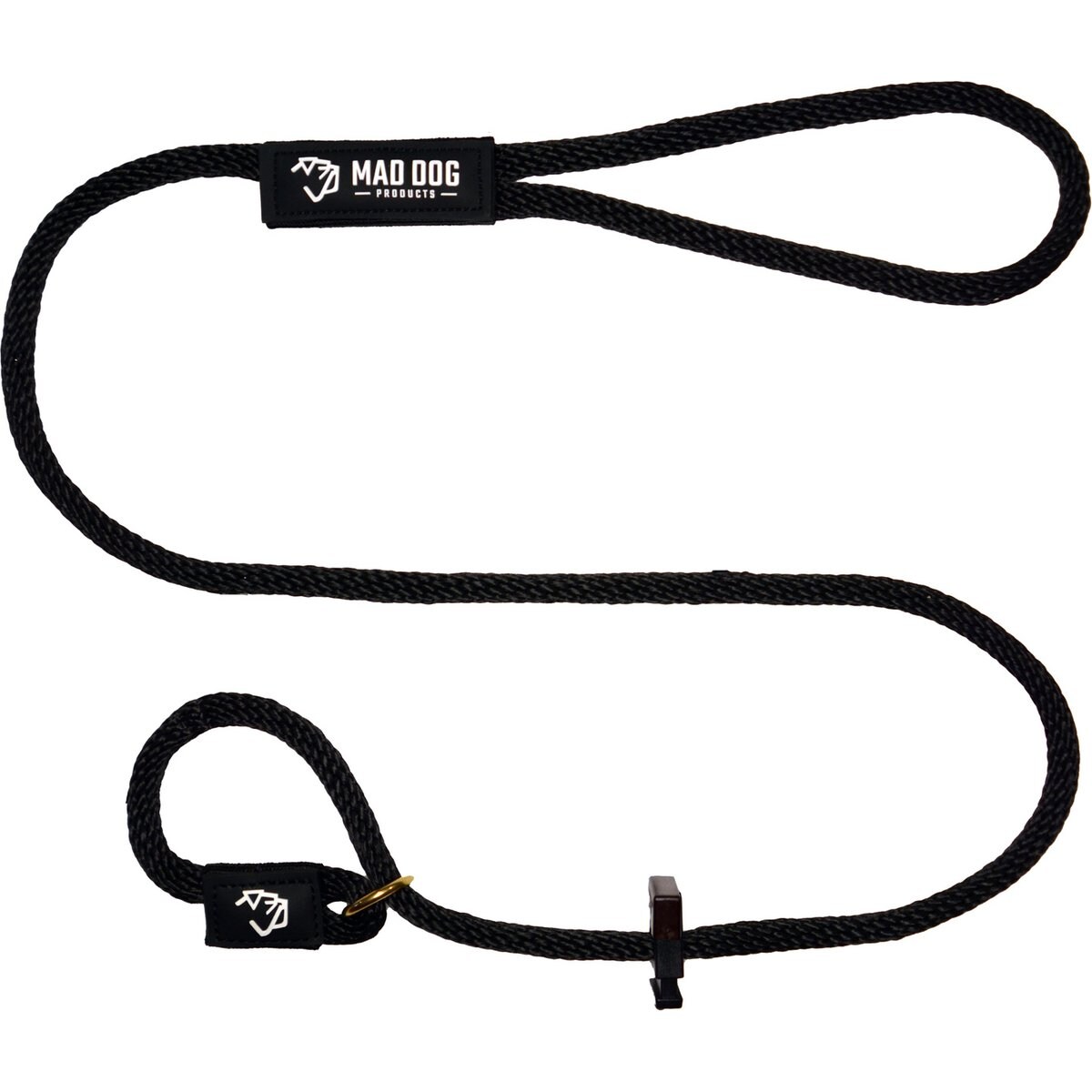 Mad Dog Products English Slip Lead Signature Rope Dog Leash, Black, 10-ft long, 1/2-in wide