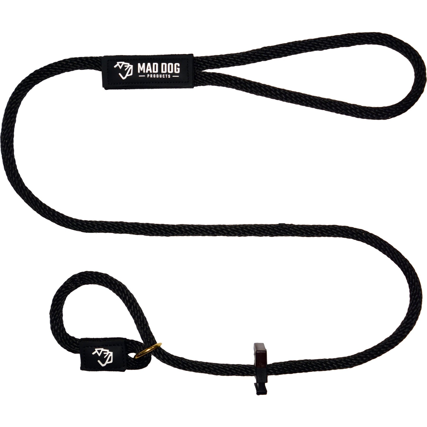 Mad Dog Products English Slip Lead Signature Rope Dog Leash, Black, 6-ft long, 1/2-in wide