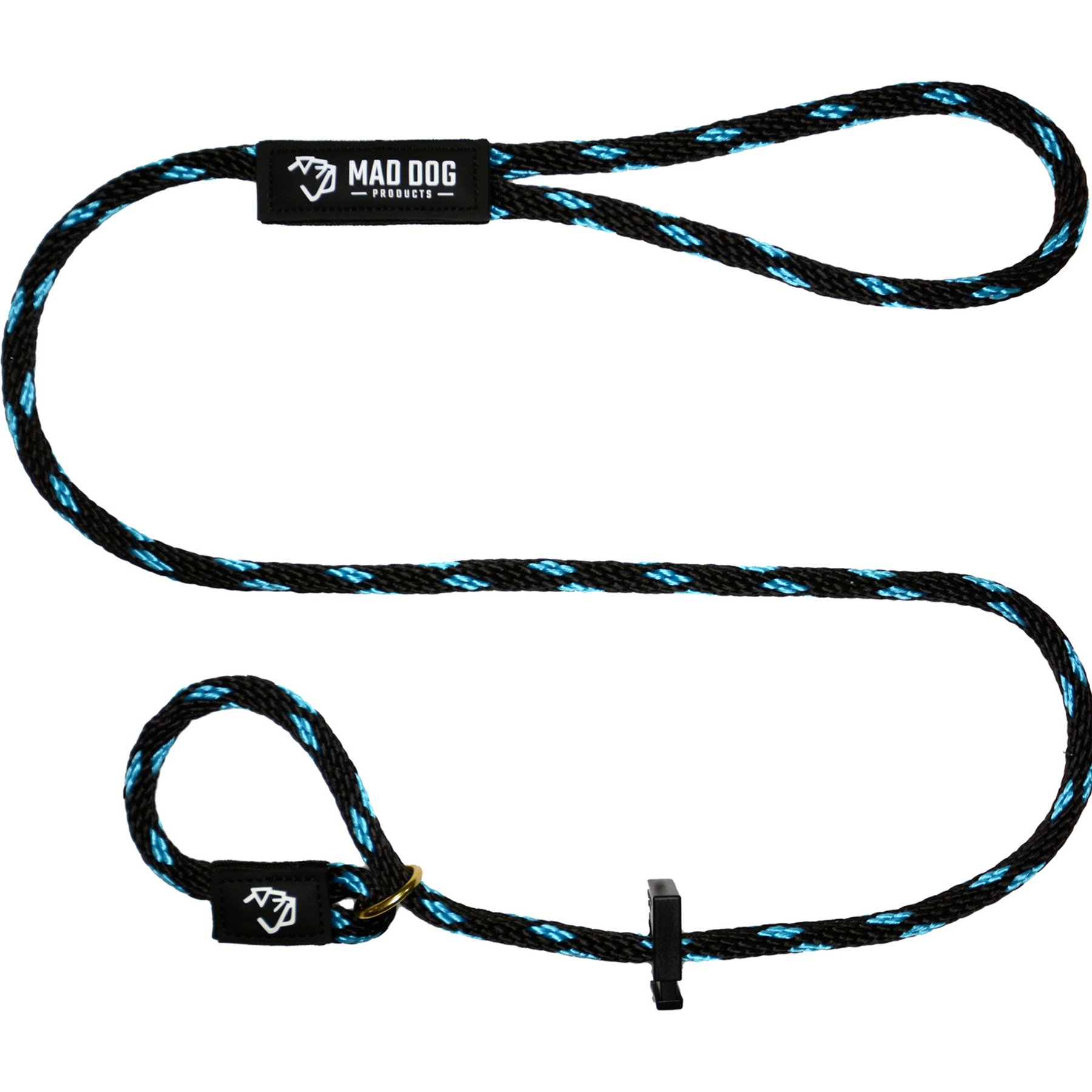 Mad Dog Products English Slip Lead Signature Rope Dog Leash, Sky Blue/Black, 4-ft long, 1/2-in wide