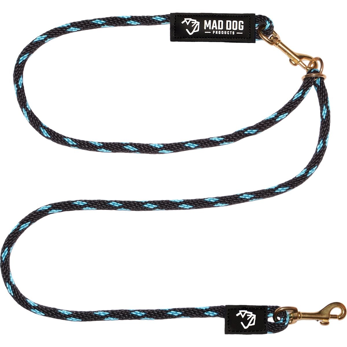 Mad Dog Products Hands Free Dog Leash, Sky Blue/Black, 10-ft long, 3/8-in wide