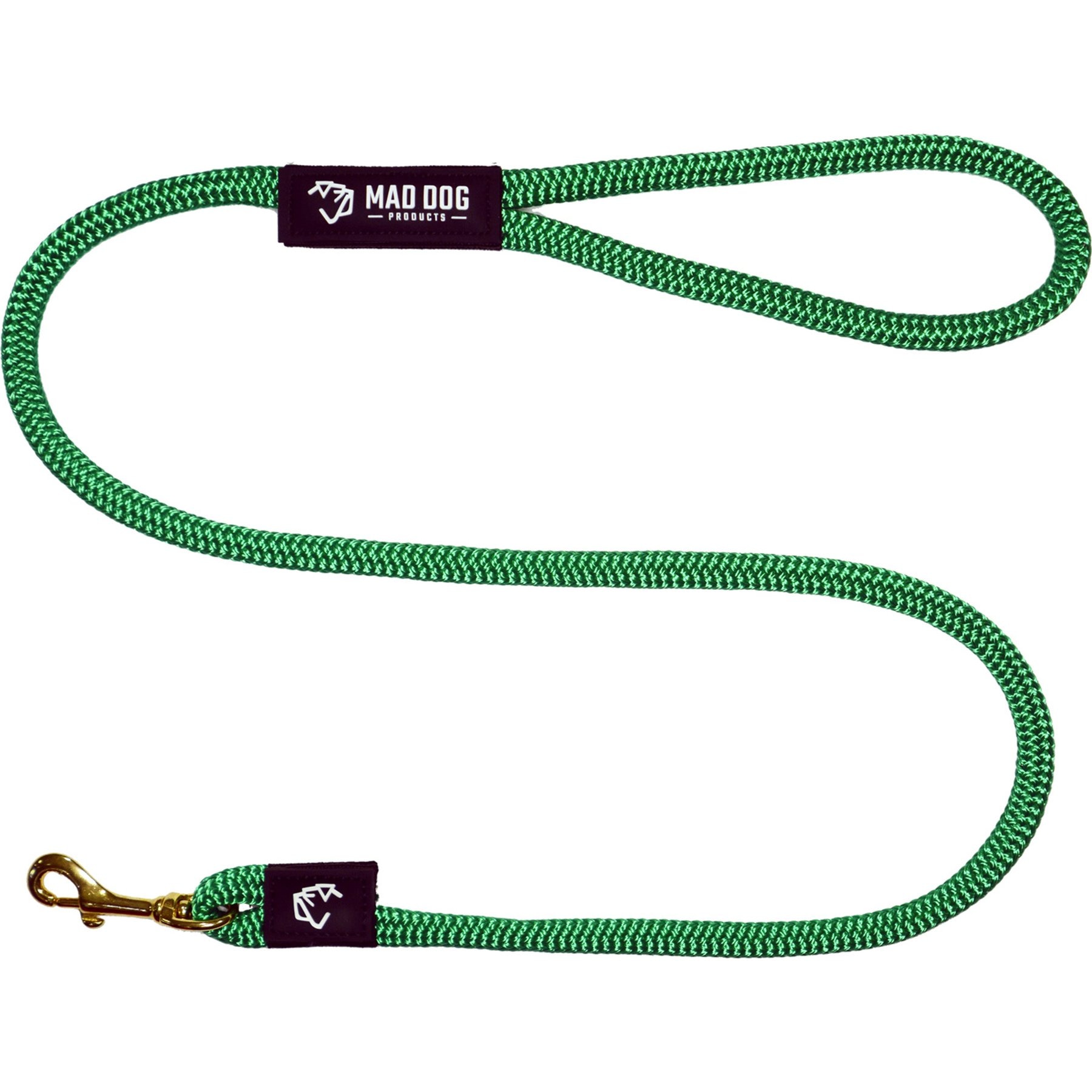 Mad Dog Products Premium Rope Dog Leash, Green, 6-ft long, 3/8-in wide
