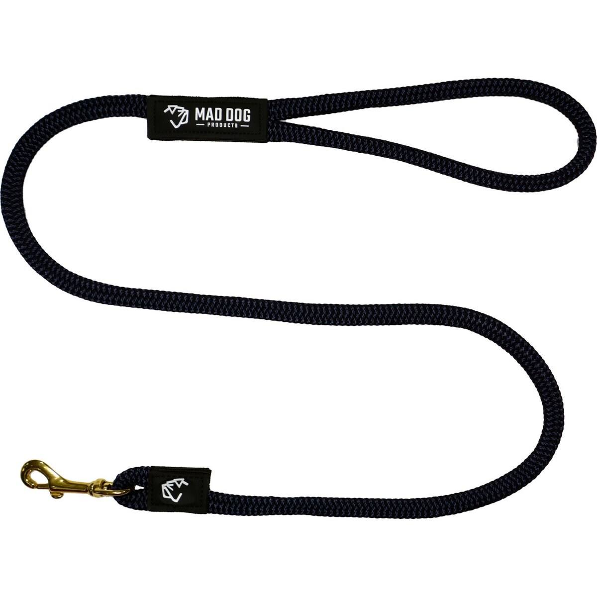 Mad Dog Products Premium Rope Dog Leash, Navy, 6-ft long, 3/8-in wide