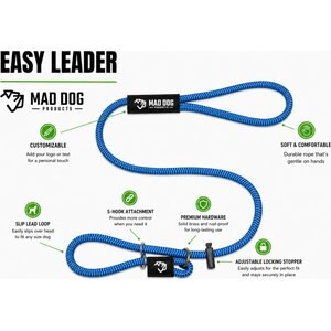 Mad Dog Products Premium Rope Easy Leader Nylon Slip Lead Dog Leash, Orange, 6-ft long, 3/8-in wide