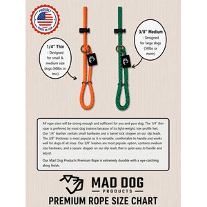 Mad Dog Products Premium Rope Easy Leader Nylon Slip Lead Dog Leash, Orange, 6-ft long, 3/8-in wide
