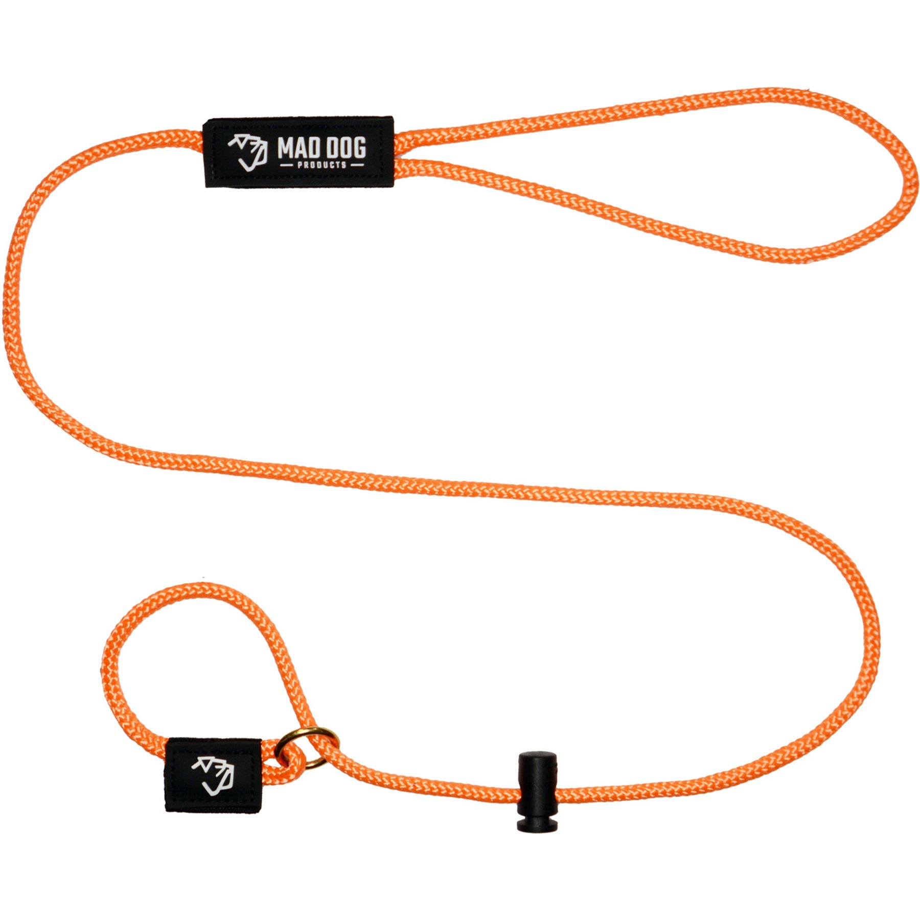 Mad Dog Products Premium Rope Long Line Nylon Slip Lead Dog Leash, Orange, 15-ft long, 1/4-in wide