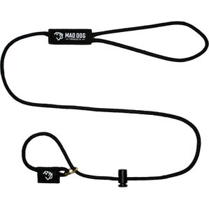 Mad Dog Products Premium Rope Nylon Slip Lead Dog Leash, Black, 6-ft long, 1/4-in wide