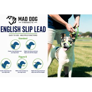 Mad Dog Products Premium Rope Nylon Slip Lead Dog Leash, Black, 6-ft long, 1/4-in wide