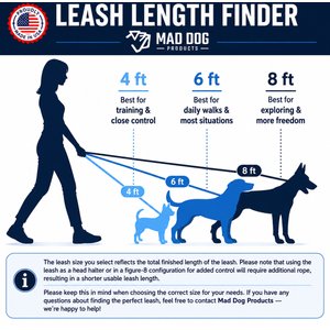 Mad Dog Products Premium Rope Nylon Slip Lead Dog Leash, Black, 6-ft long, 1/4-in wide