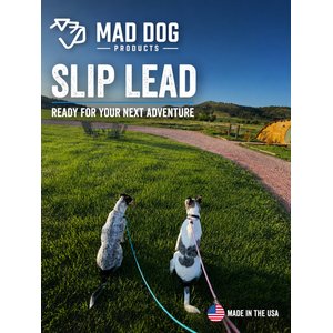 Mad Dog Products Premium Rope Nylon Slip Lead Dog Leash, Black, 6-ft long, 1/4-in wide