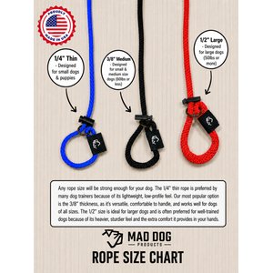 Mad Dog Products Hands Free Slip Lead Dog Leash, Black, 10 ft-3/8 in